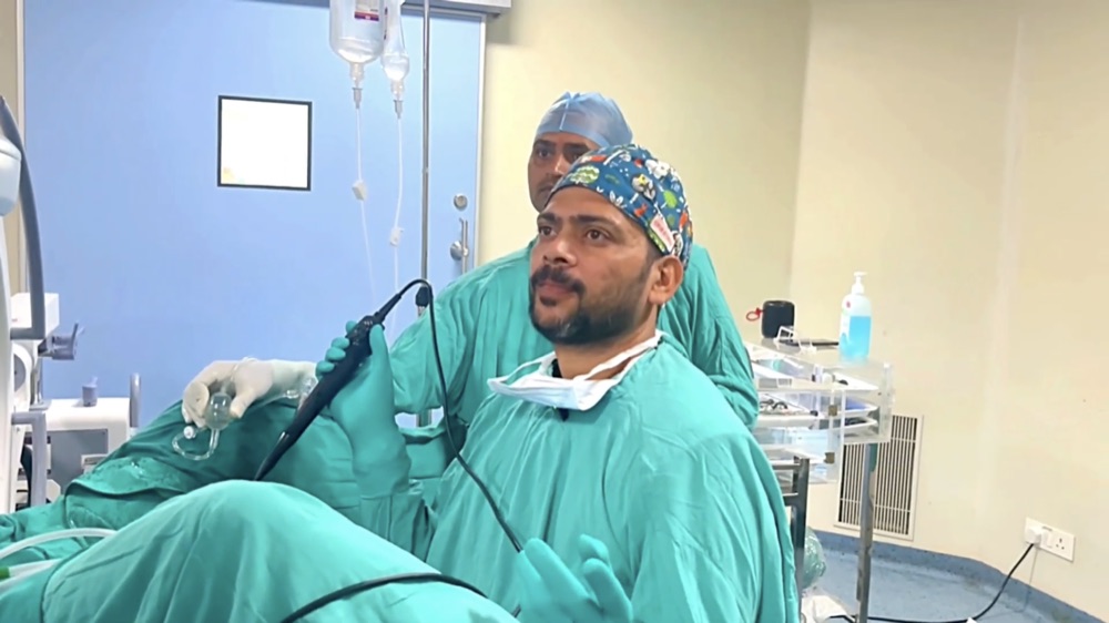 Dr. Sunit performing urology surgery