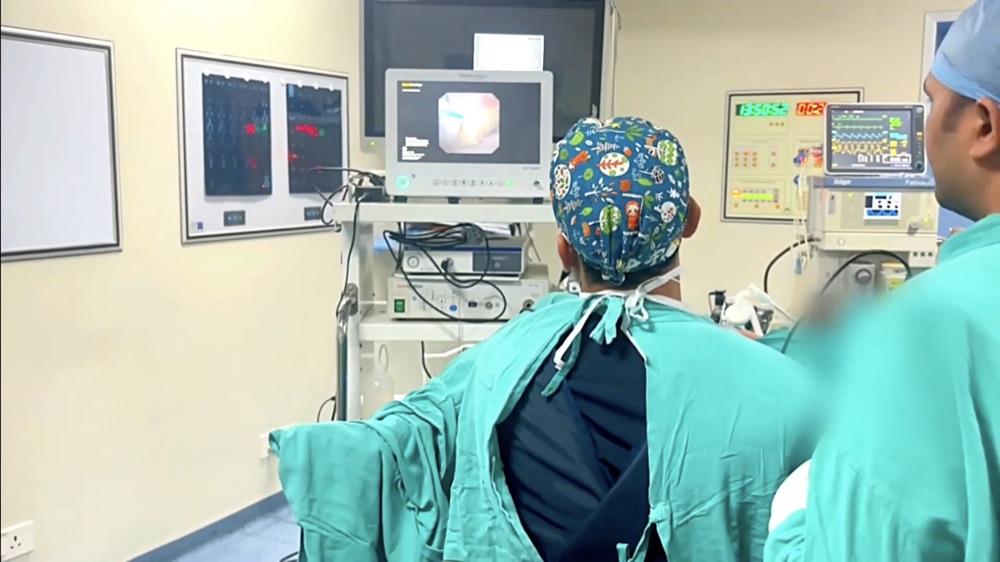 Precision surgical instruments in use